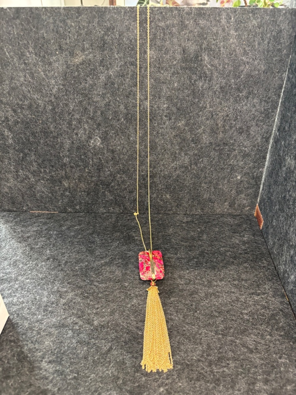 Gold chain with Pink/Magenta Sea Sediment Jasper Stone